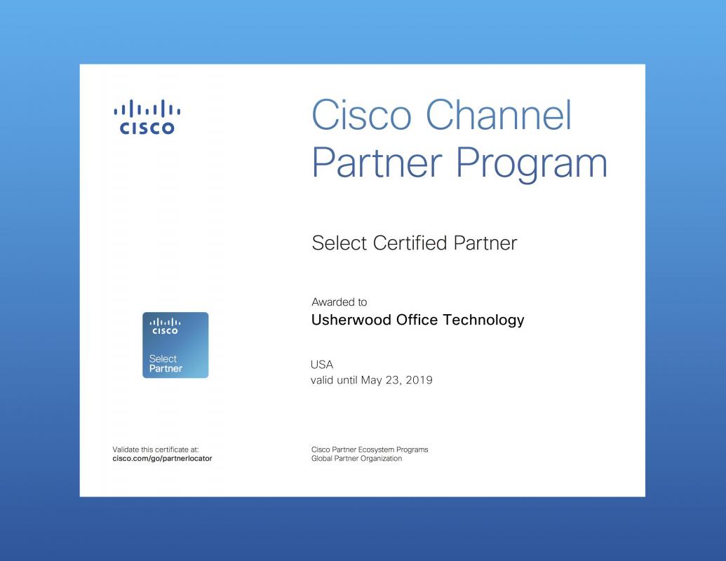 Usherwood named Select Certified Partner for Cisco Meraki